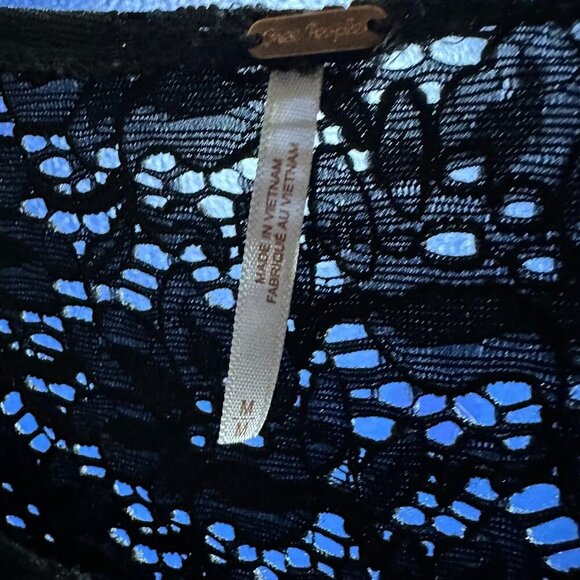 Free People Love You to Pieces Black Gray Floral Mini Bodycon Dress Sz M Casual - Picture 9 of 10